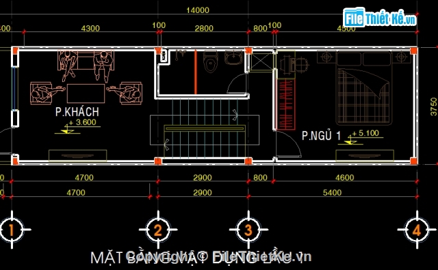 nhà ống,nhà ống lệch tầng,Bản vẽ autocad